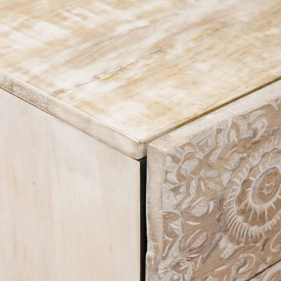Armoire de lit Blanc 50 x 33 x 60 cm Bois de mangue massif - 6