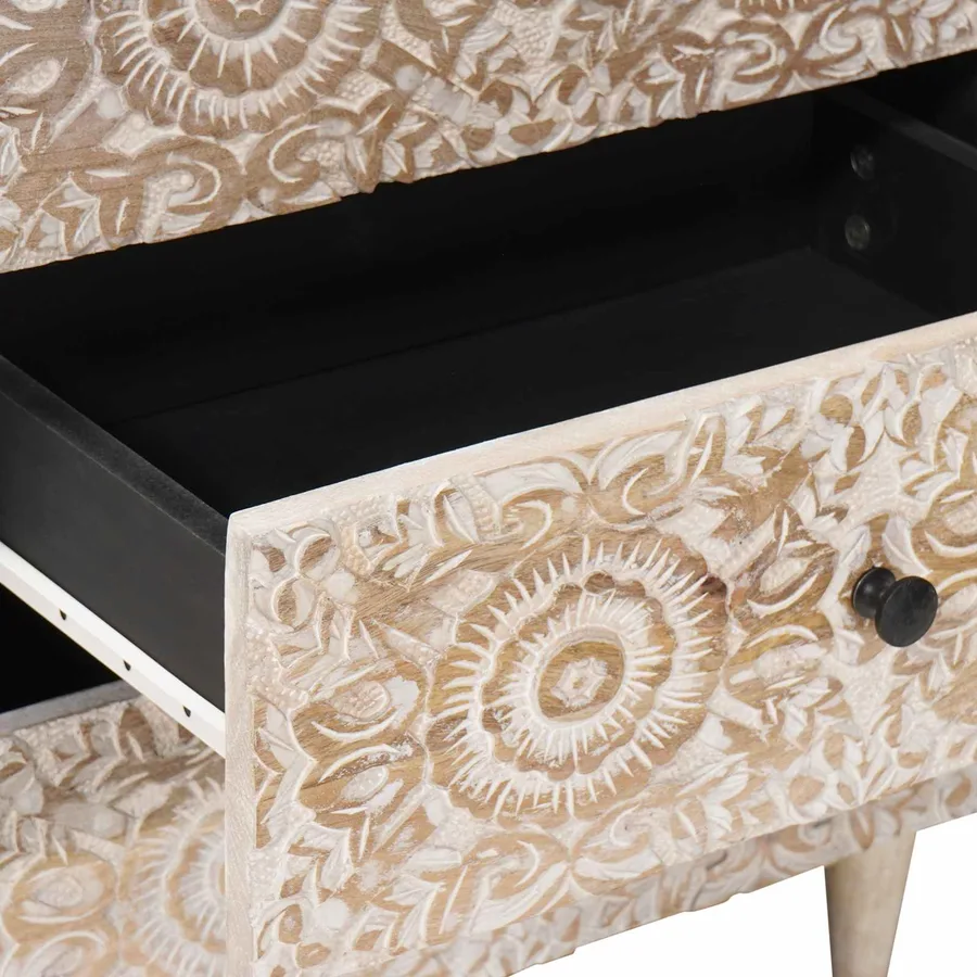 Armoire de lit Blanc 50 x 33 x 60 cm Bois de mangue massif - 7