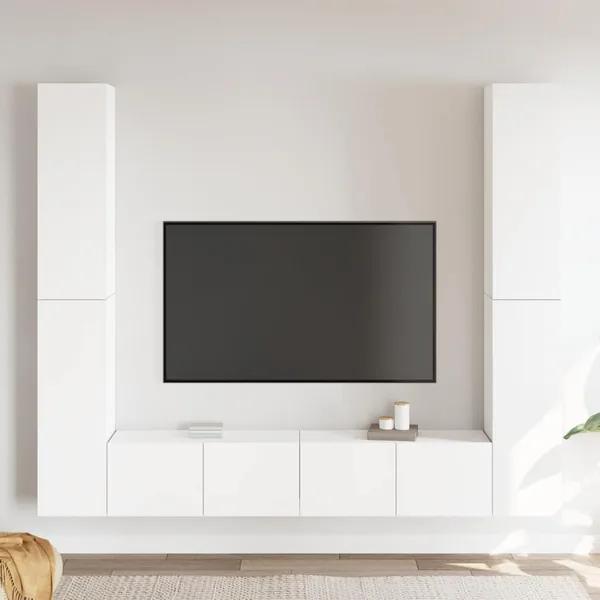 Ensemble de meubles TV 6 pcs Blanc Bois d'ingénierie