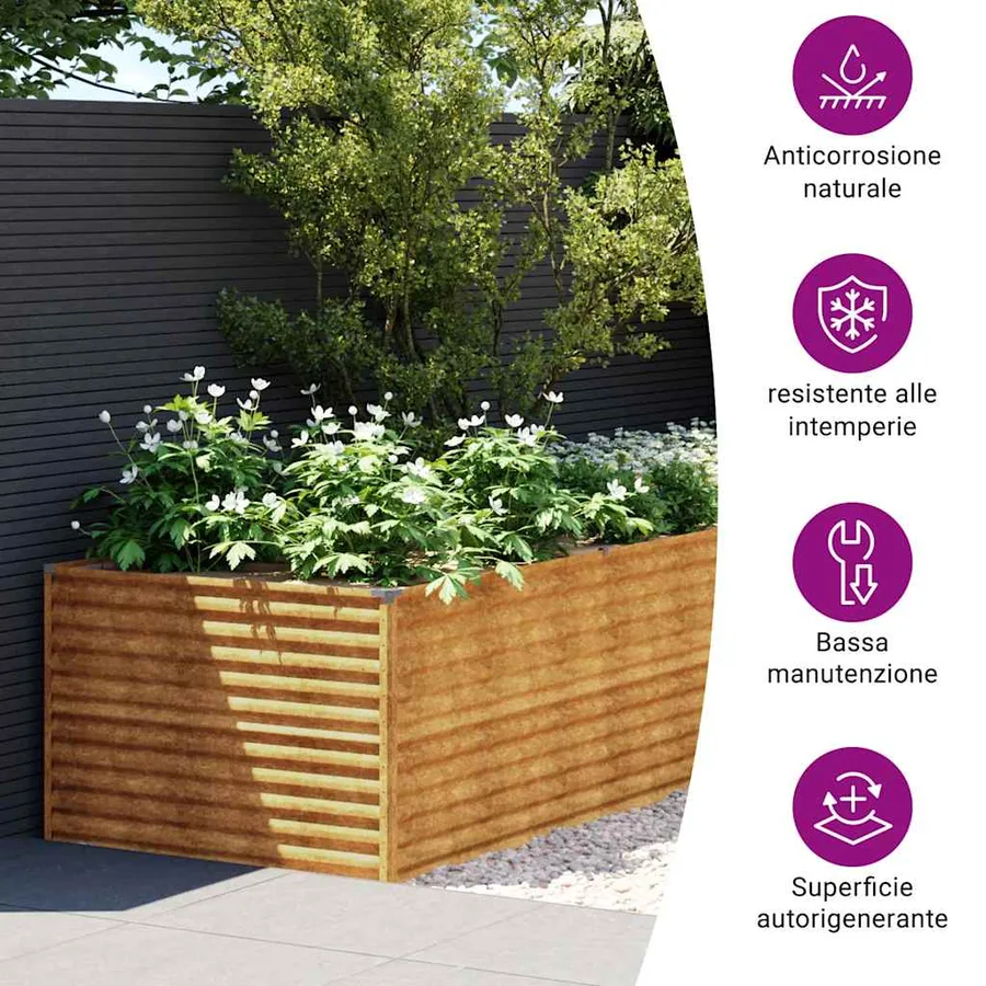 Lit surélevé de jardin 479x100x69 cm acier corten - 5