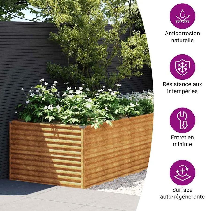 Lit surélevé de jardin 479x100x69 cm acier corten - 6