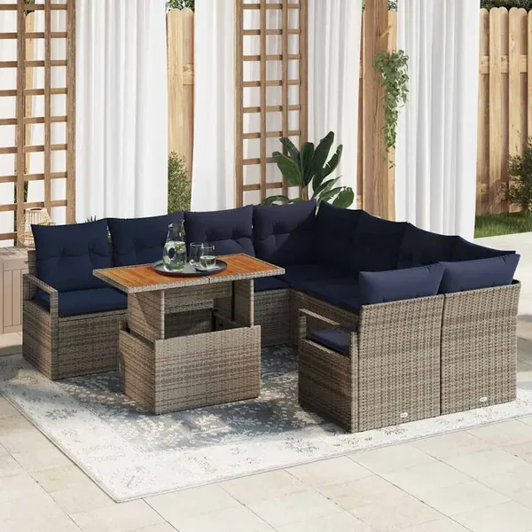 Ensemble de canapé de jardin 9 pc 8-Nombre de places