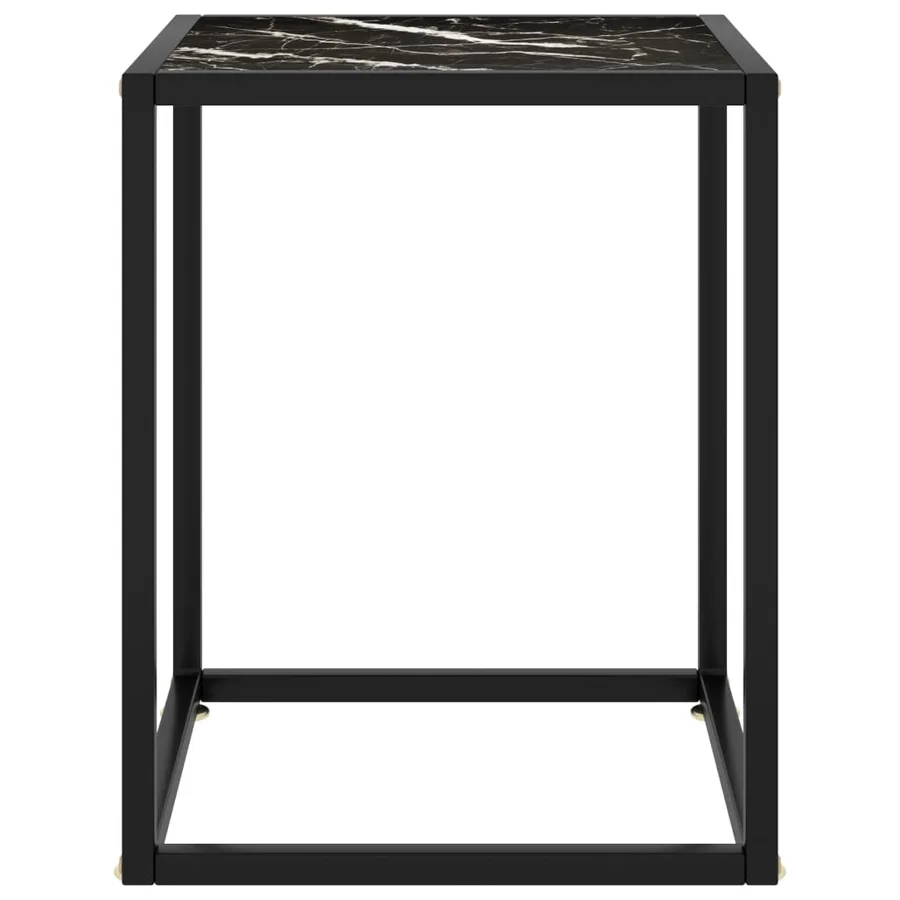 Table basse Noir avec verre marbre noir 40x40x50 cm - 2