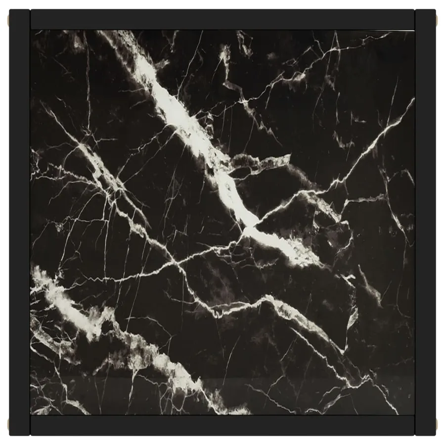 Table basse Noir avec verre marbre noir 40x40x50 cm - 3