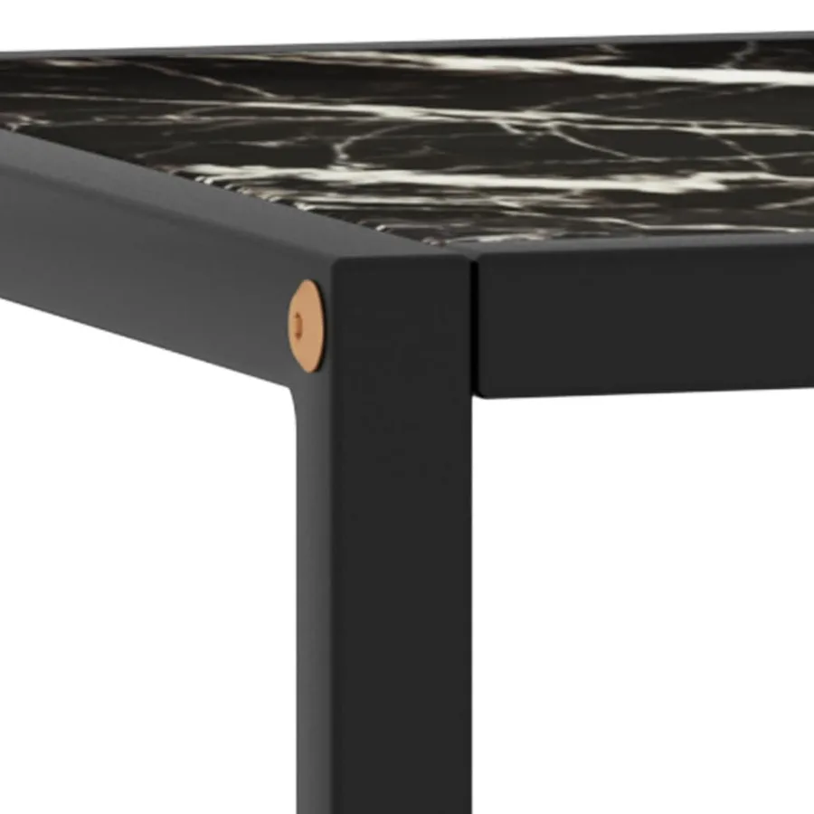 Table basse Noir avec verre marbre noir 40x40x50 cm - 4