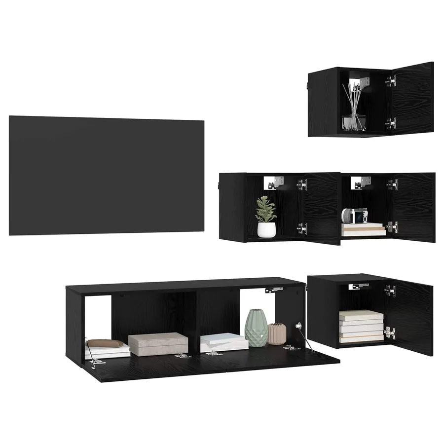 Ensemble meuble TV 5 pcs 100 x 30 x 30 cm Chêne noir - 3