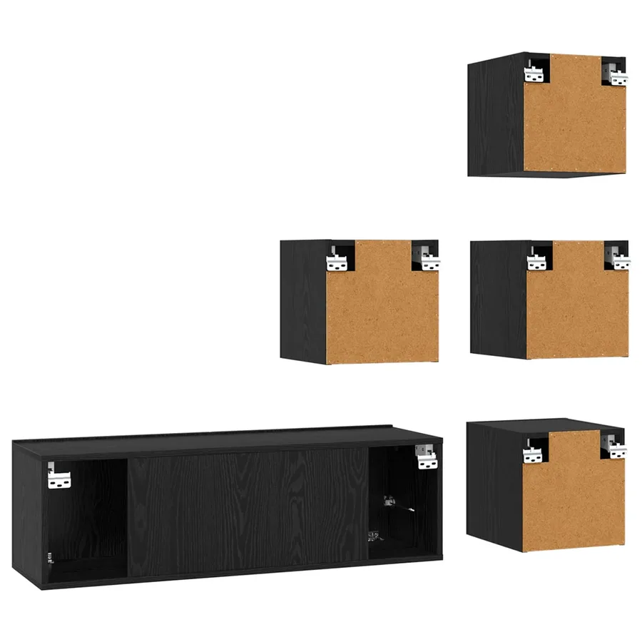 Ensemble meuble TV 5 pcs 100 x 30 x 30 cm Chêne noir - 6