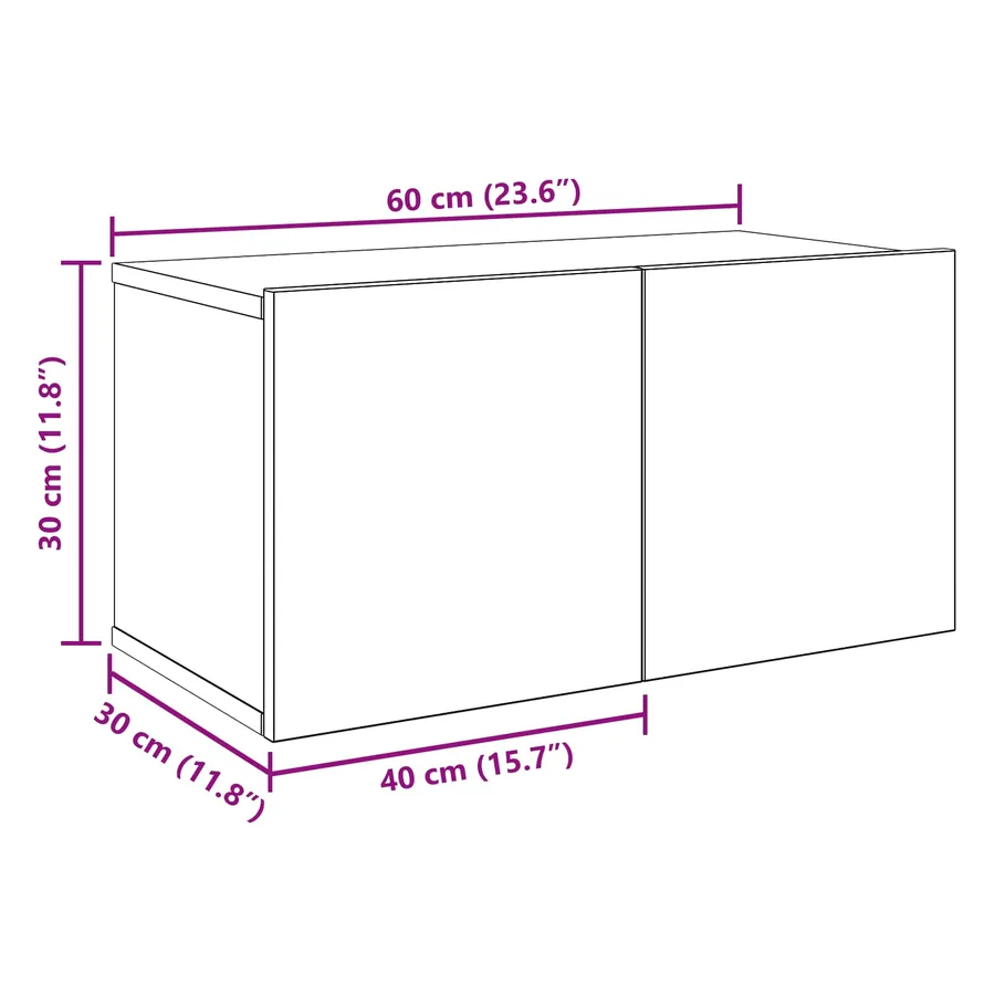 Ensemble meuble TV Montage mural 3 pcs Bois d'ingénierie - 9