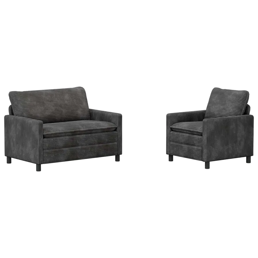 Ensemble de Canapés 2 pcs Gris foncé Polyester - 2