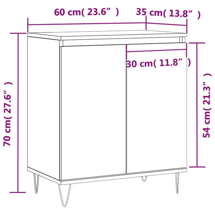 Buffet Blanc 60x35x70 cm Bois d'ingénierie - 11