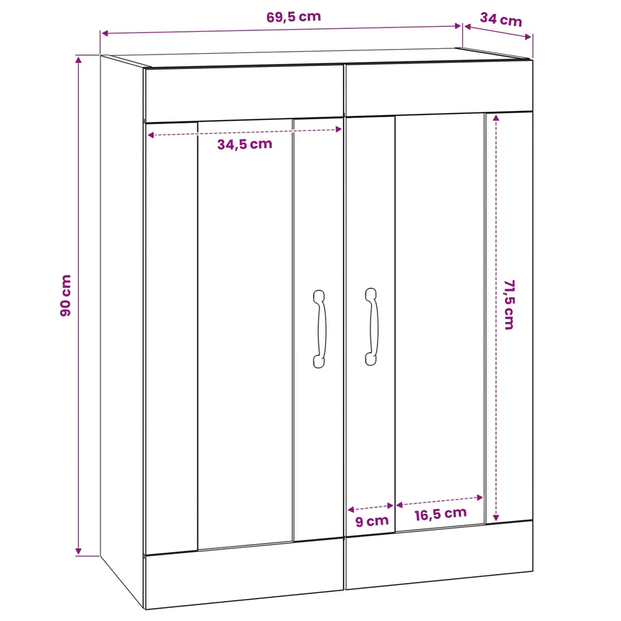 Meuble mural Chêne noir 69,5 x 34 x 90 cm Bois d'ingénierie - 5