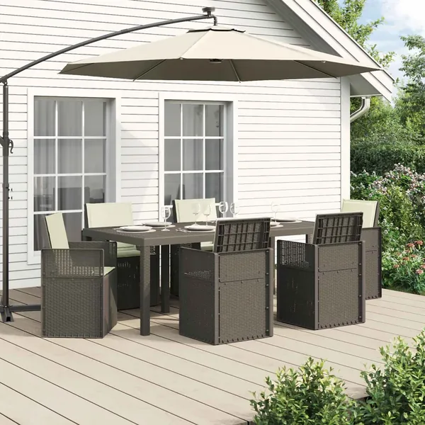 Ensemble de salle à manger pour jardin avec coussin 7 pcs PP