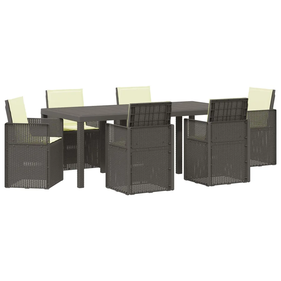 Ensemble de salle à manger pour jardin avec coussin 7 pcs PP - 2