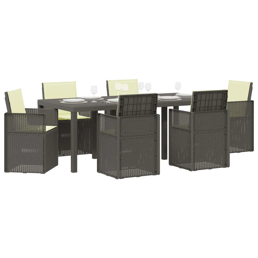 Ensemble de salle à manger pour jardin avec coussin 7 pcs PP - 3