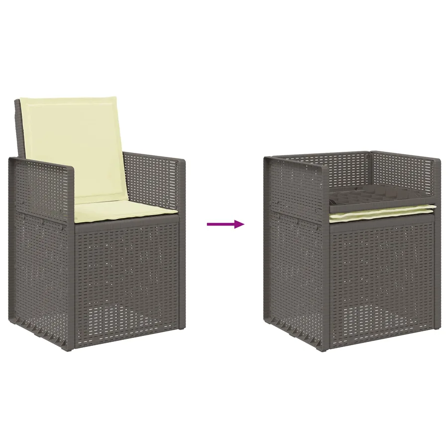 Ensemble de salle à manger pour jardin avec coussin 7 pcs PP - 9