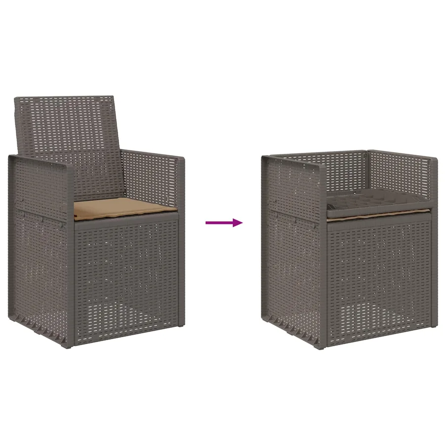 Chaises de jardin salle à manger 2 pcs Gris clair et Taupe PP - 9