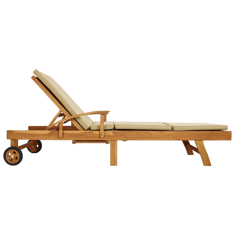 Chaise longue avec coussin 100% Polyester Teck Solide - 5