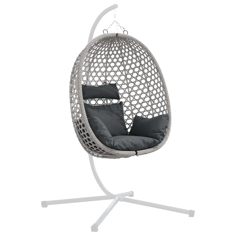 Fauteuil œuf suspendu sans support Anthracite et gris polyrotin - 3