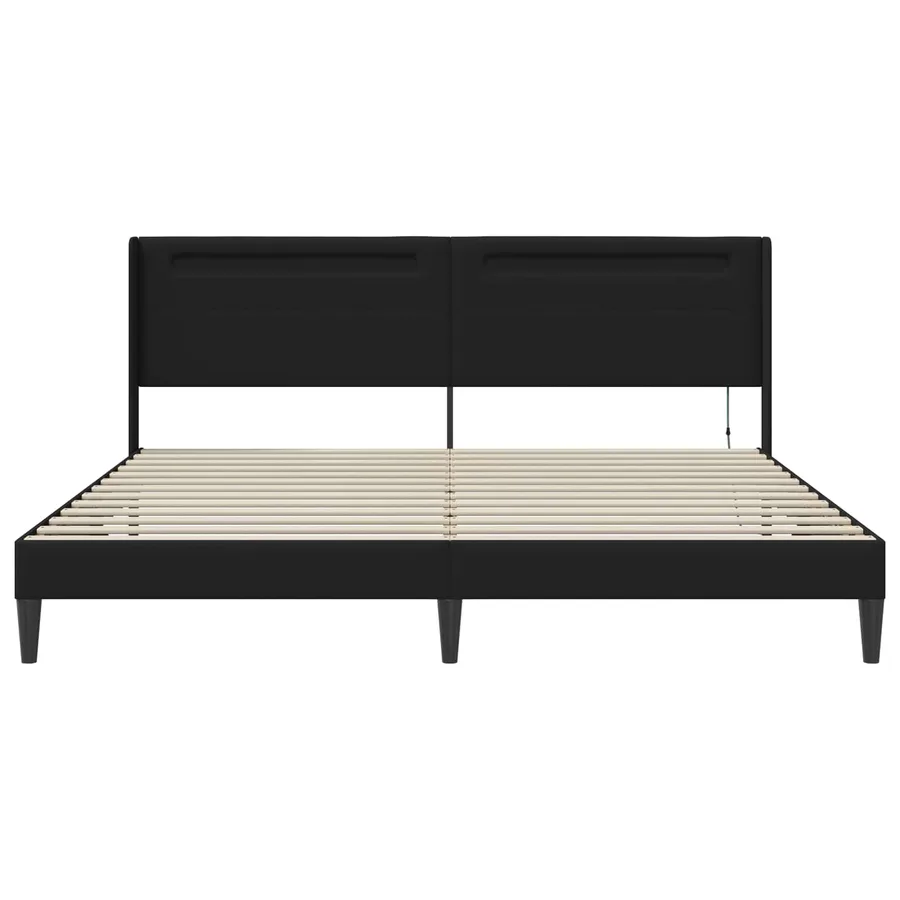 Cadre de lit avec bandes LED Noir 180 x 200 cm Simili cuir - 6
