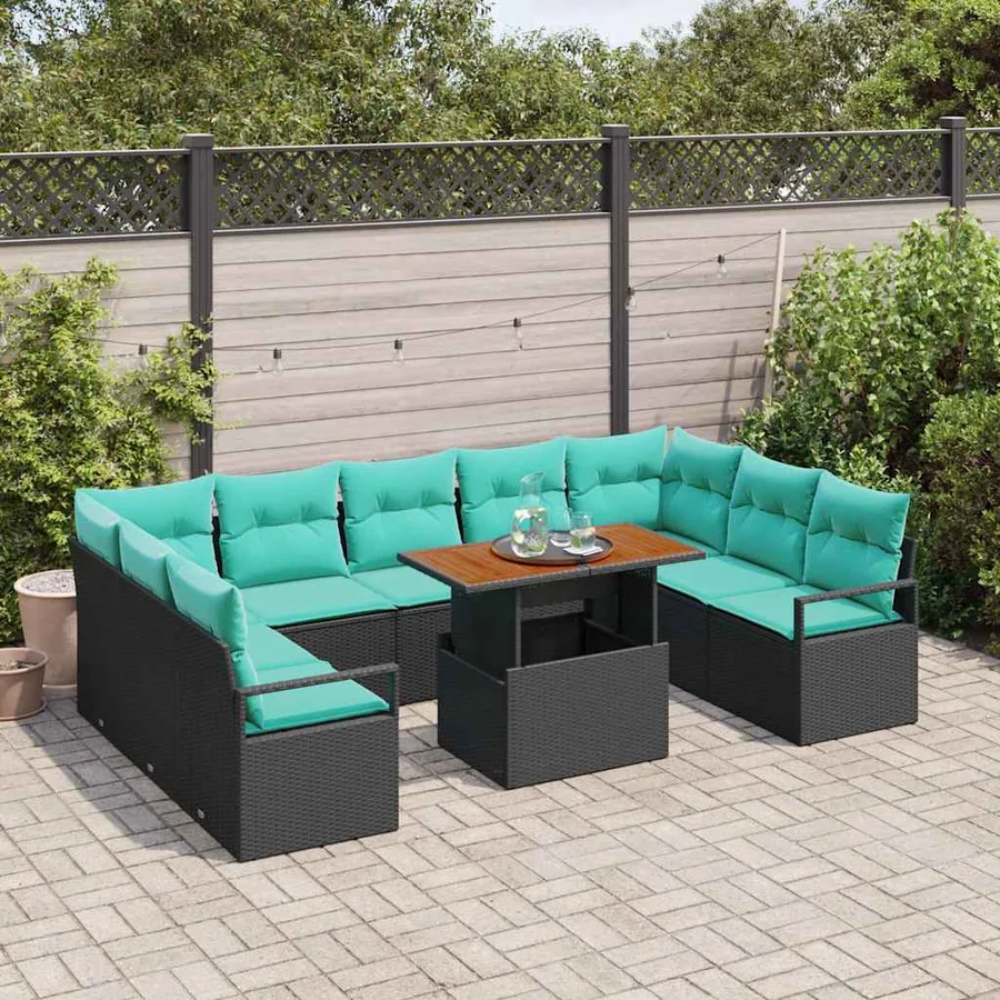 Ensemble de canapé de jardin 10 pc 9-Nombre de places - 3