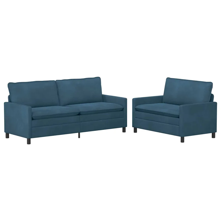 Ensemble de Canapés 2 pcs Bleu Velours - 2