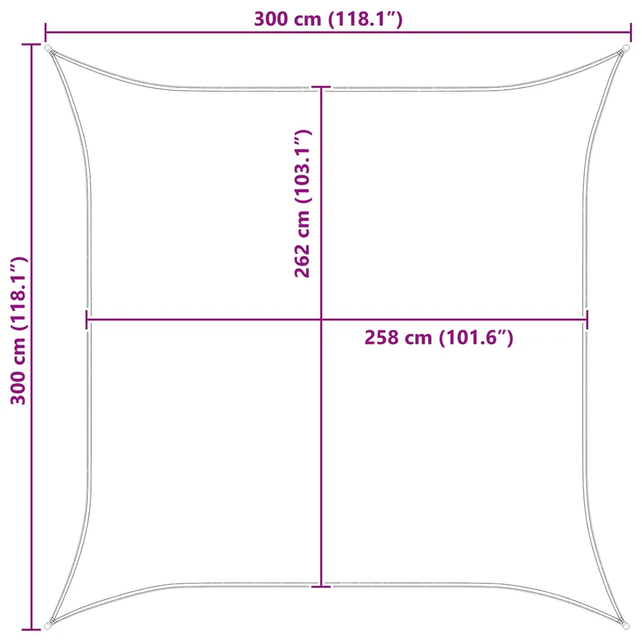 Voile d'ombre Gris clair et blanc 3 x 3 m - 8