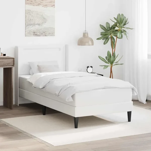 Cadre de lit avec matelas Blanc 90 x 200 cm Simili cuir