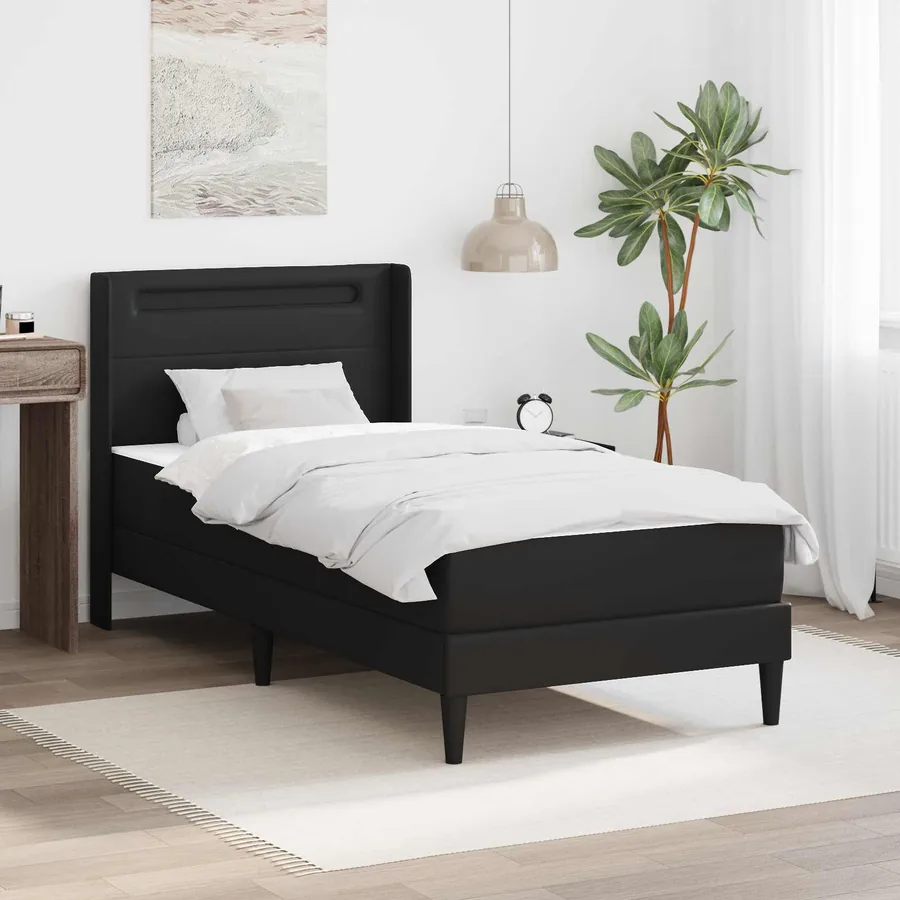 Cadre de lit avec matelas Noir 80 x 200 cm Simili cuir