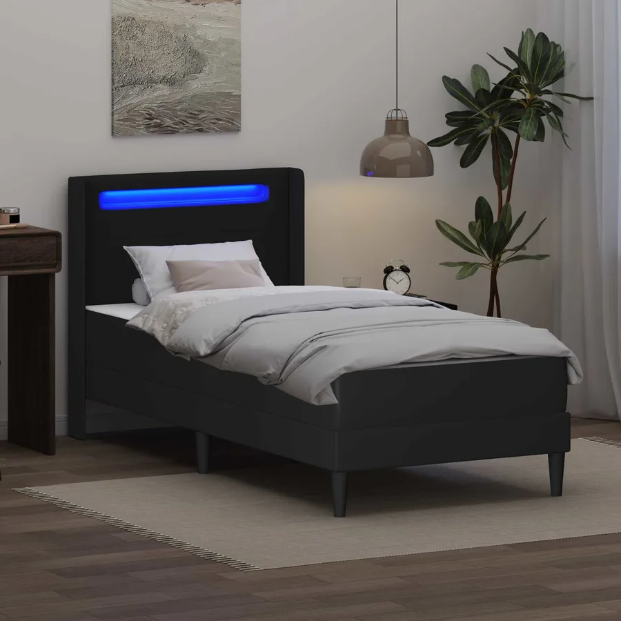 Cadre de lit avec matelas Noir 80 x 200 cm Simili cuir - 4