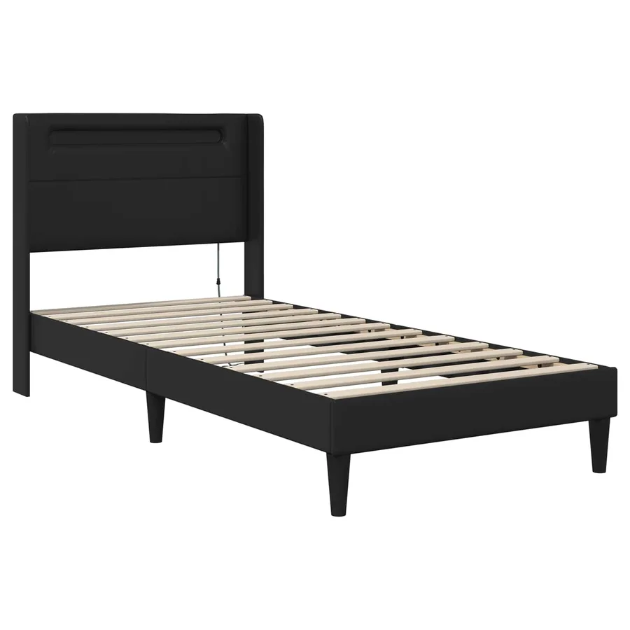 Cadre de lit avec matelas Noir 80 x 200 cm Simili cuir - 7