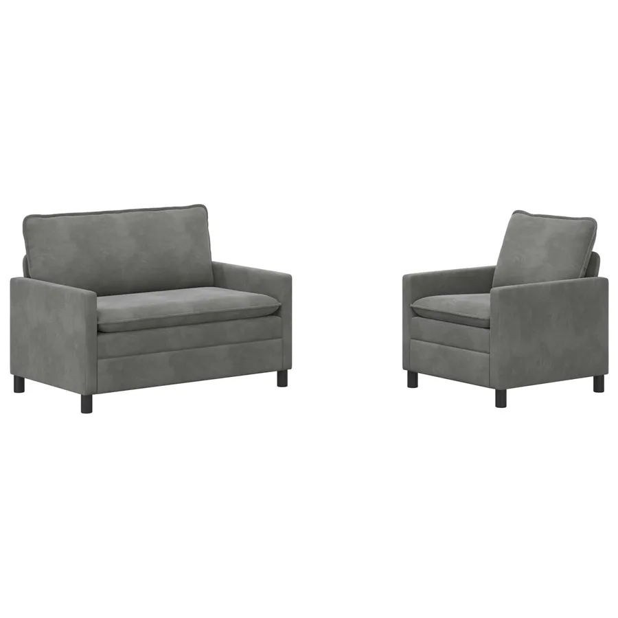 Ensemble de Canapés 2 pcs Gris foncé Velours - 2