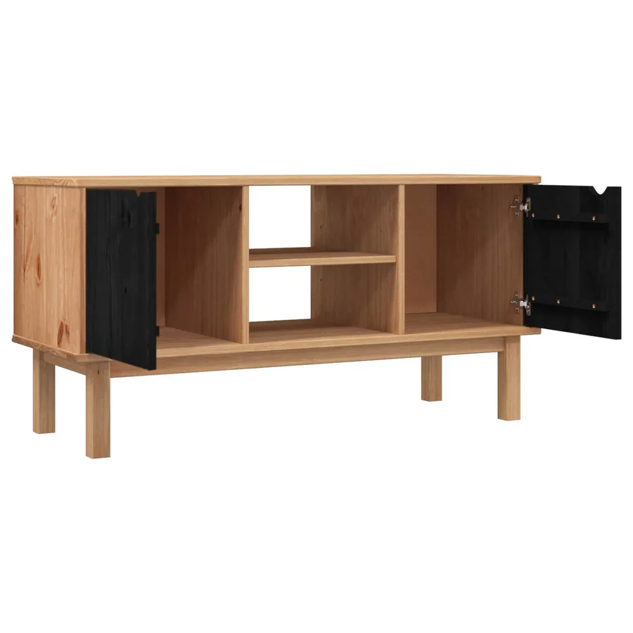 Meuble TV OTTA 113,5 x 43 x 57 cm Noir Bois de pin massif - 3