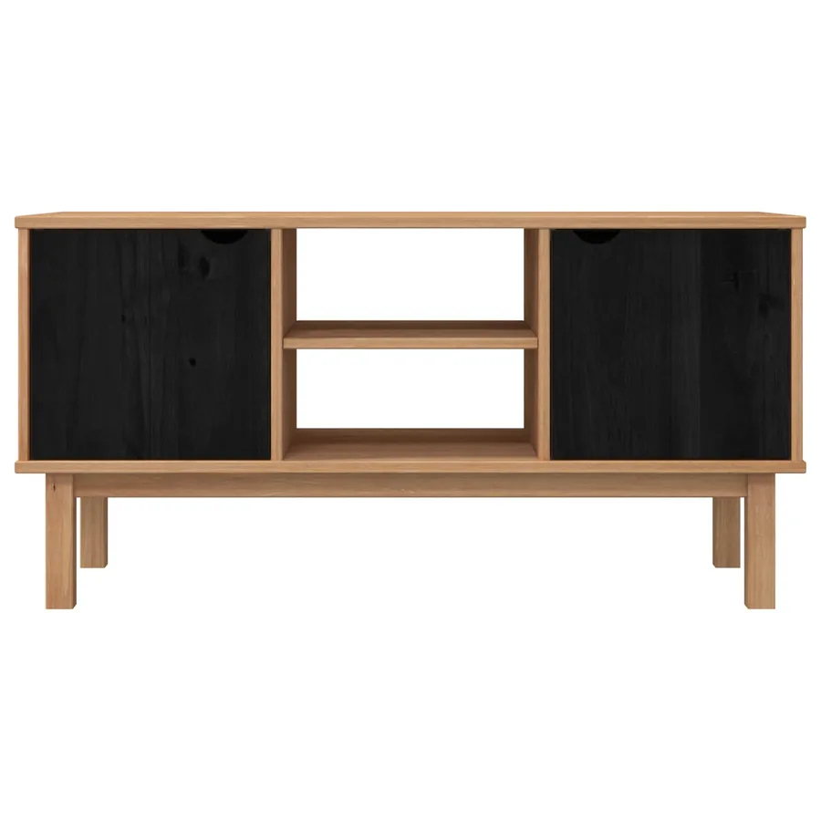 Meuble TV OTTA 113,5 x 43 x 57 cm Noir Bois de pin massif - 4
