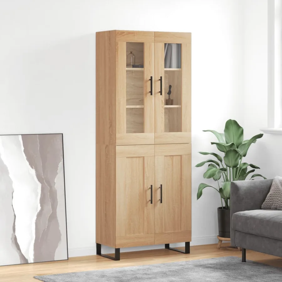 Buffet haut Chêne sonoma 69,5x34x180 cm Bois d'ingénierie