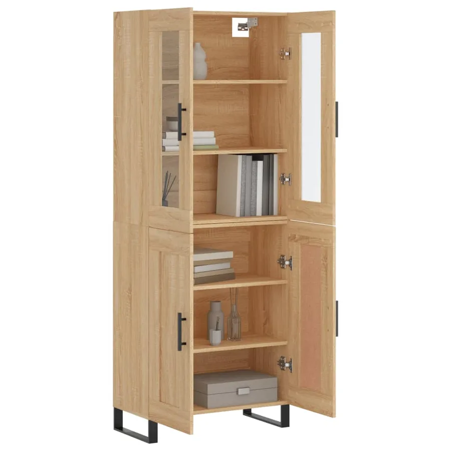 Buffet haut Chêne sonoma 69,5x34x180 cm Bois d'ingénierie - 3
