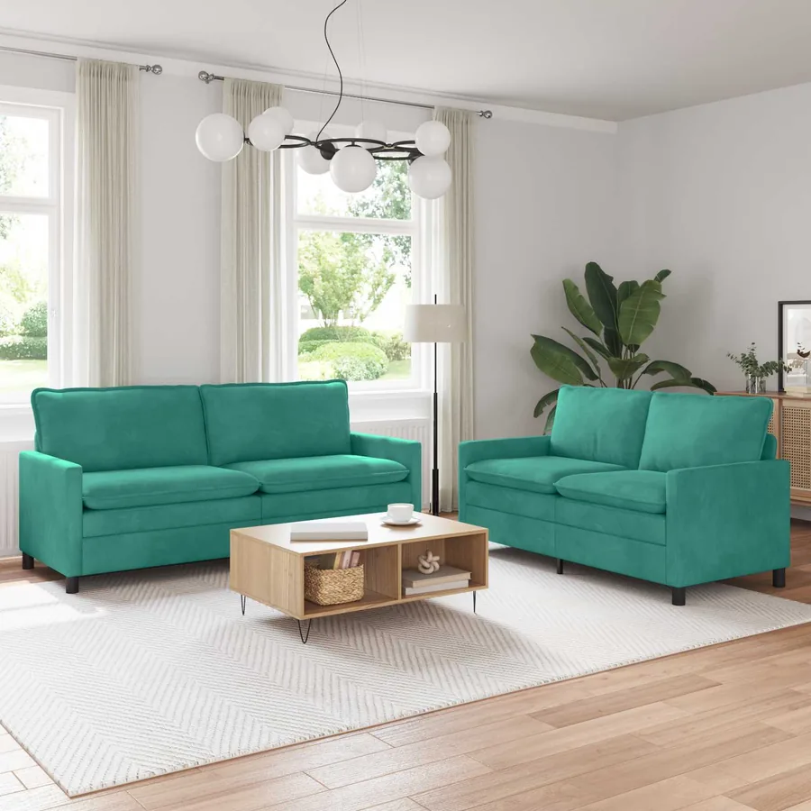 Ensemble de Canapés 2 pcs Turquoise Velours