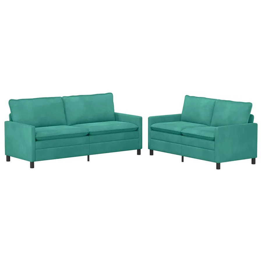 Ensemble de Canapés 2 pcs Turquoise Velours - 2