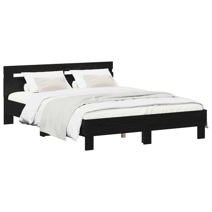 Cadre de lit Chêne noir 140 x 190 cm Bois d'ingénierie
