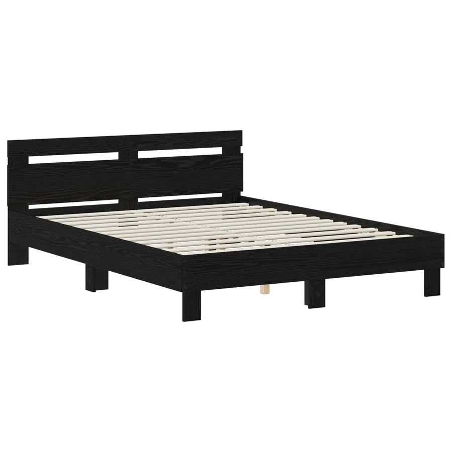 Cadre de lit Chêne noir 140 x 190 cm Bois d'ingénierie - 2