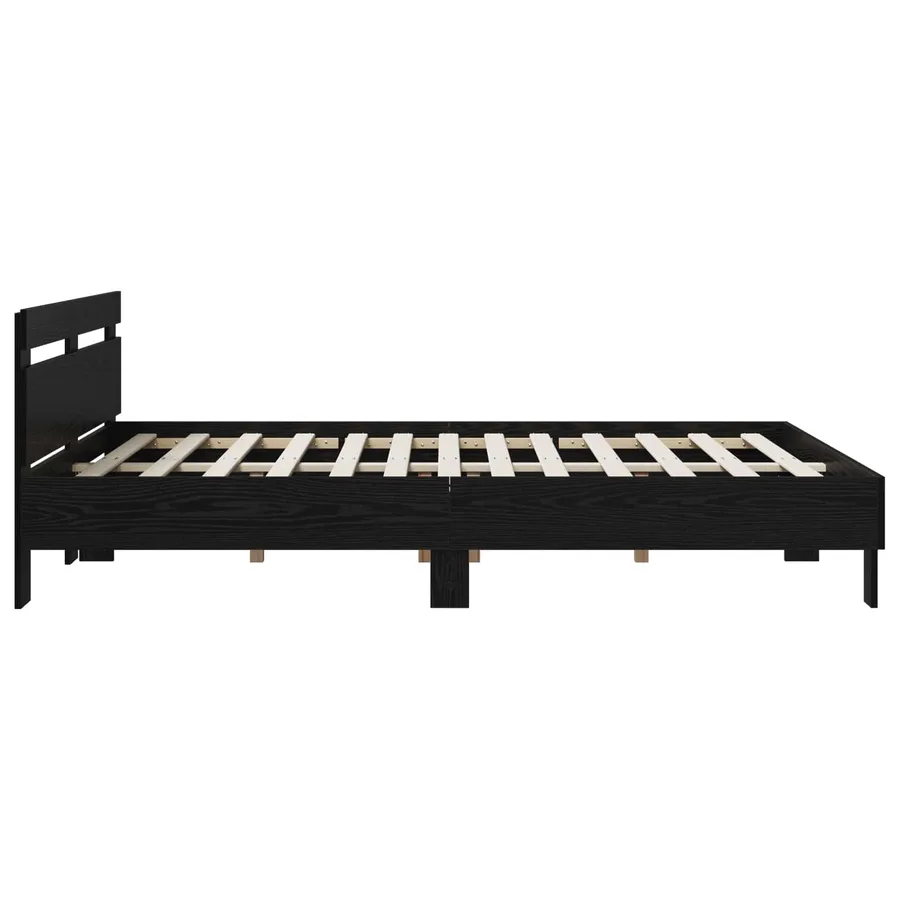 Cadre de lit Chêne noir 140 x 190 cm Bois d'ingénierie - 4