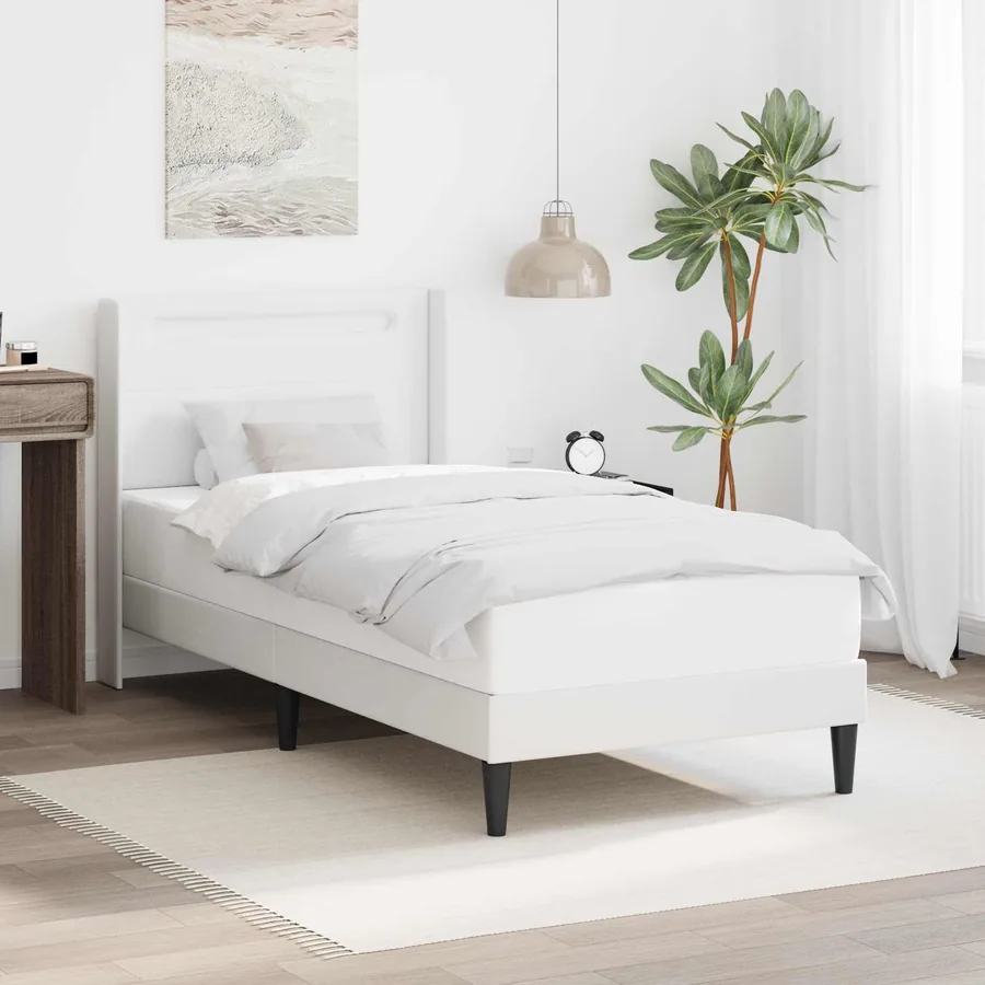 Cadre de lit avec bandes LED Blanc 80 x 200 cm Simili cuir