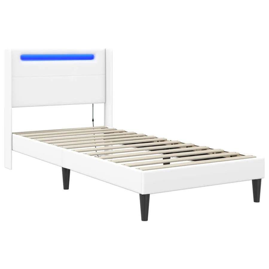 Cadre de lit avec bandes LED Blanc 80 x 200 cm Simili cuir - 5