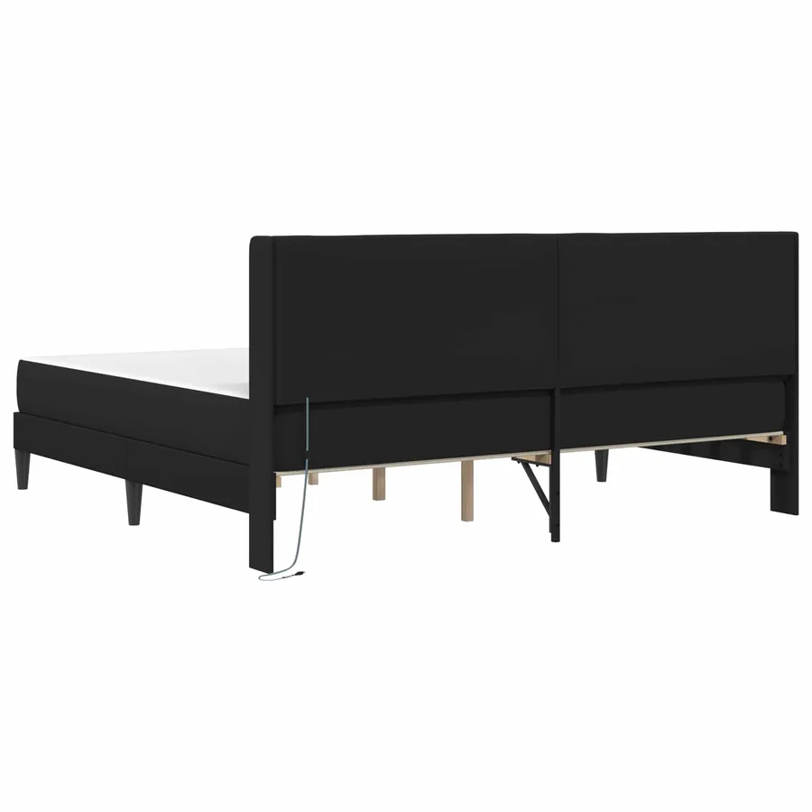 Cadre de lit avec matelas Noir 200 x 200 cm Simili cuir - 10
