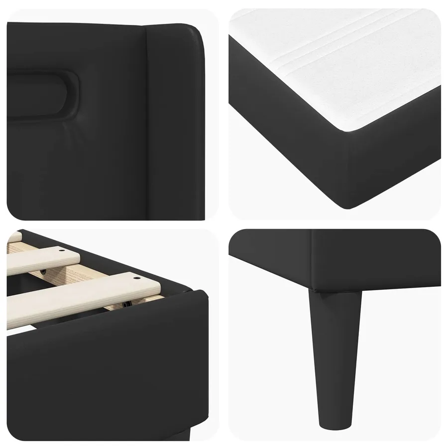 Cadre de lit avec matelas Noir 200 x 200 cm Simili cuir - 11