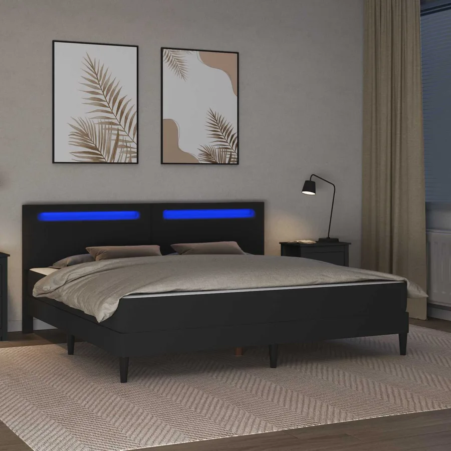 Cadre de lit avec matelas Noir 200 x 200 cm Simili cuir - 4