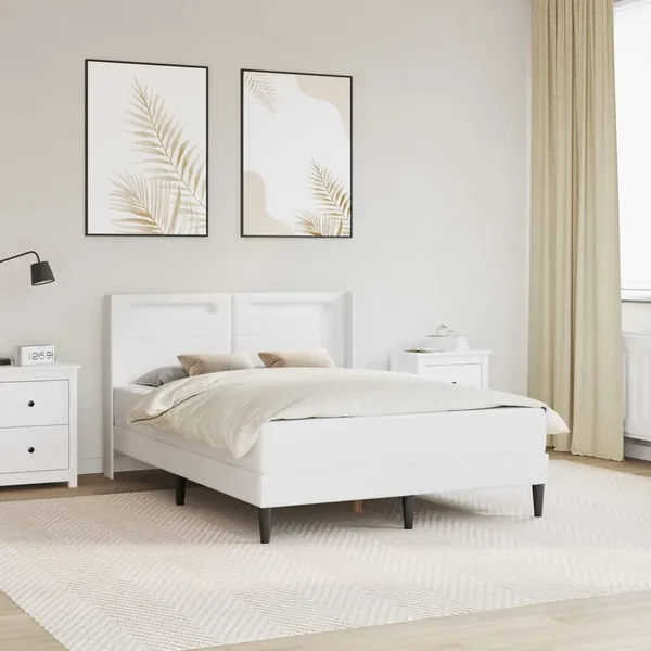Cadre de lit avec matelas Blanc 120 x 200 cm Simili cuir