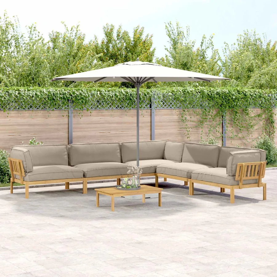 Ensemble de Canapés Uni 6 pcs Taupe Bois d'Acacia Massif