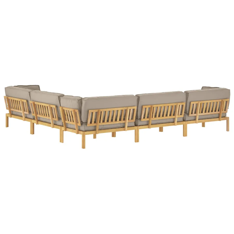 Ensemble de Canapés Uni 6 pcs Taupe Bois d'Acacia Massif - 11