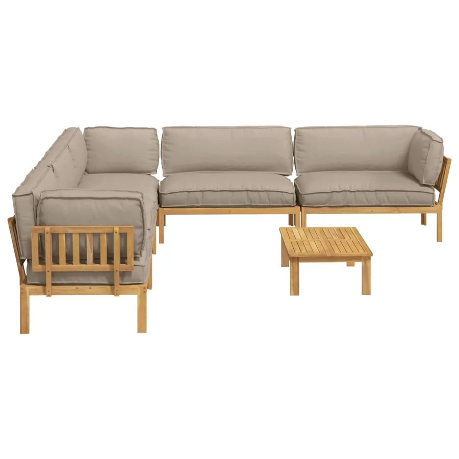 Ensemble de Canapés Uni 6 pcs Taupe Bois d'Acacia Massif - 8