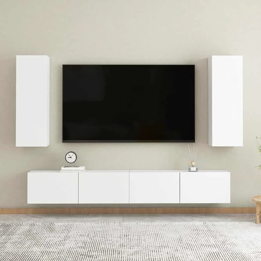 Ensemble de meubles TV 4 pcs Blanc Bois d'ingénierie